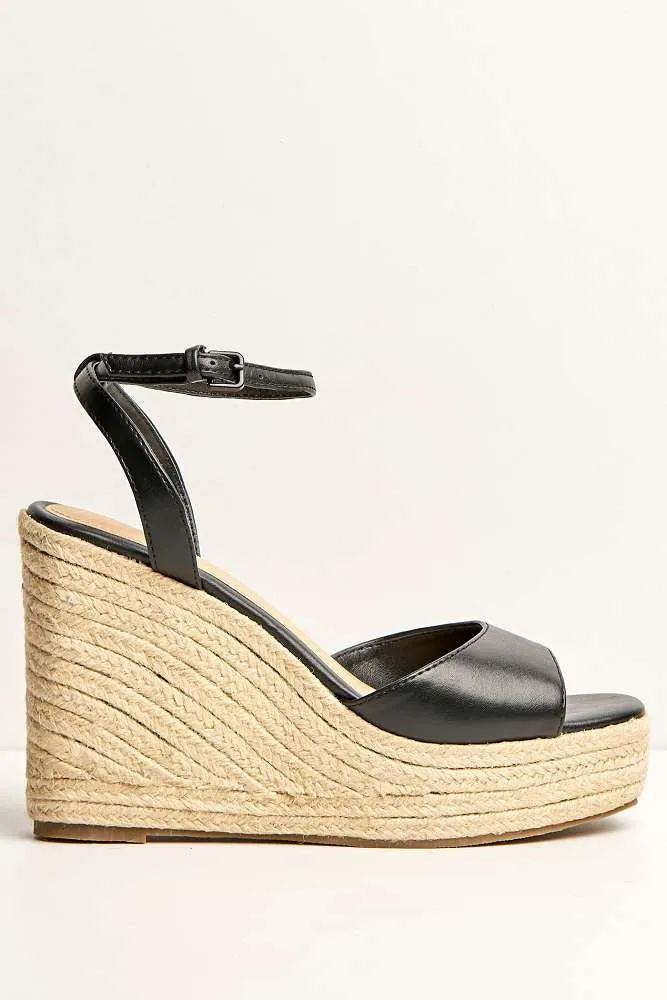 Kai Ankle Strap Wedges in Black