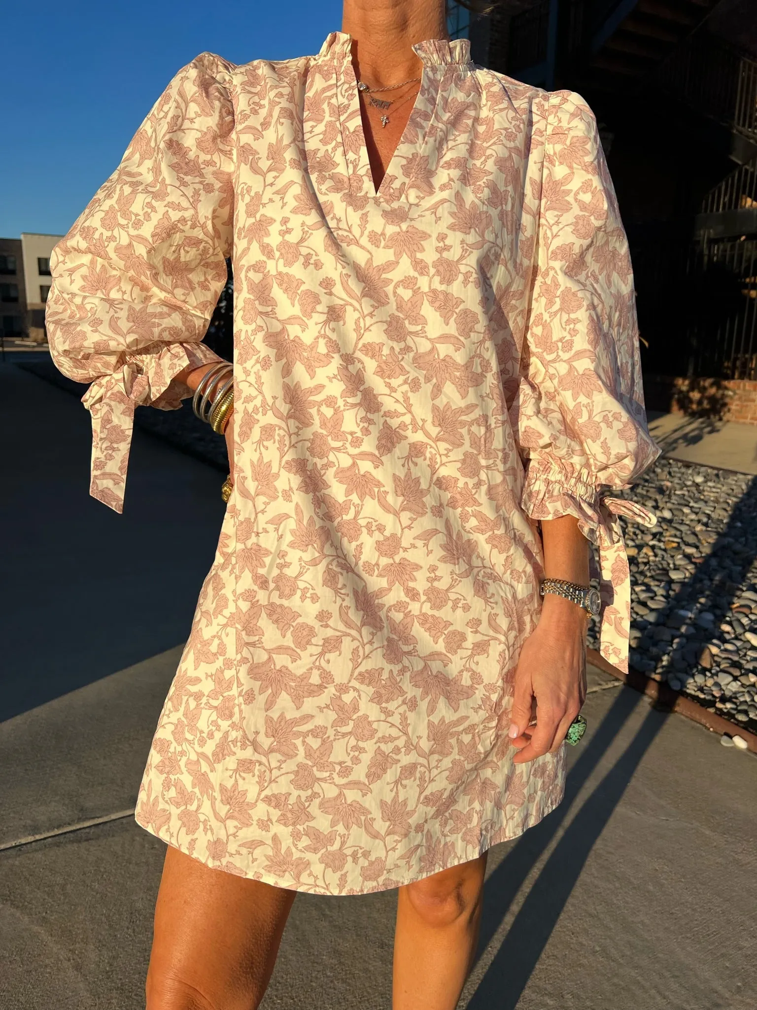 Kaia Floral Print Mini Dress Pink