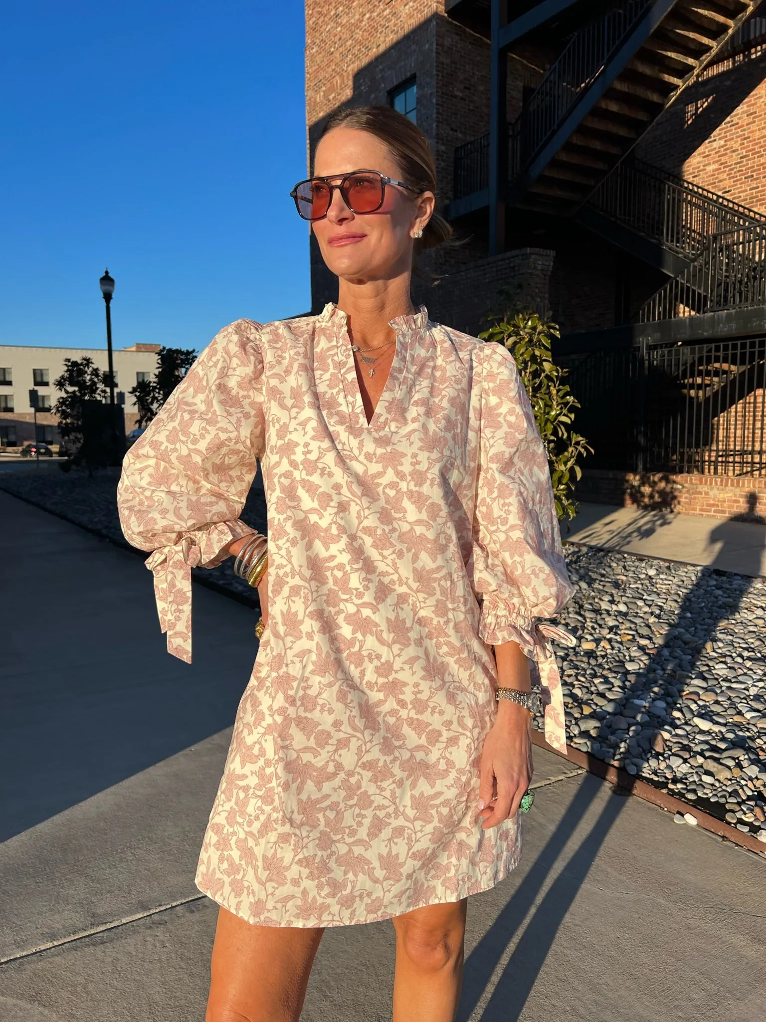 Kaia Floral Print Mini Dress Pink
