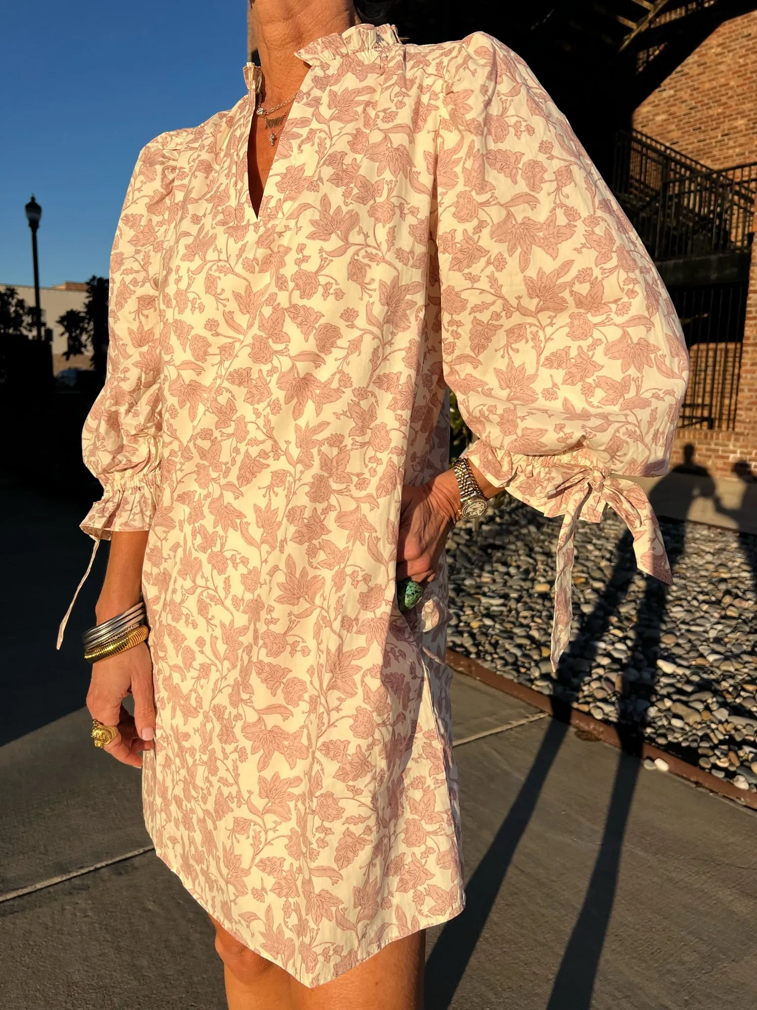 Kaia Floral Print Mini Dress Pink