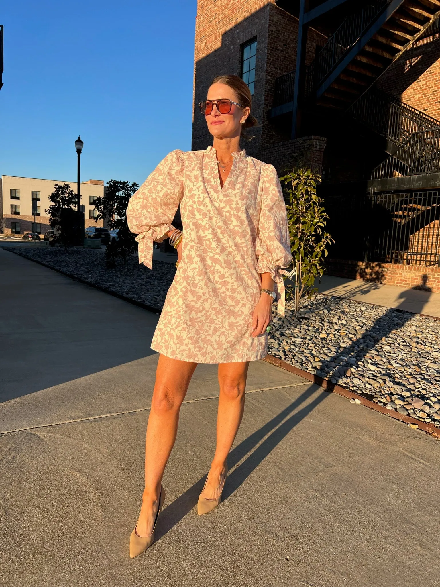 Kaia Floral Print Mini Dress Pink