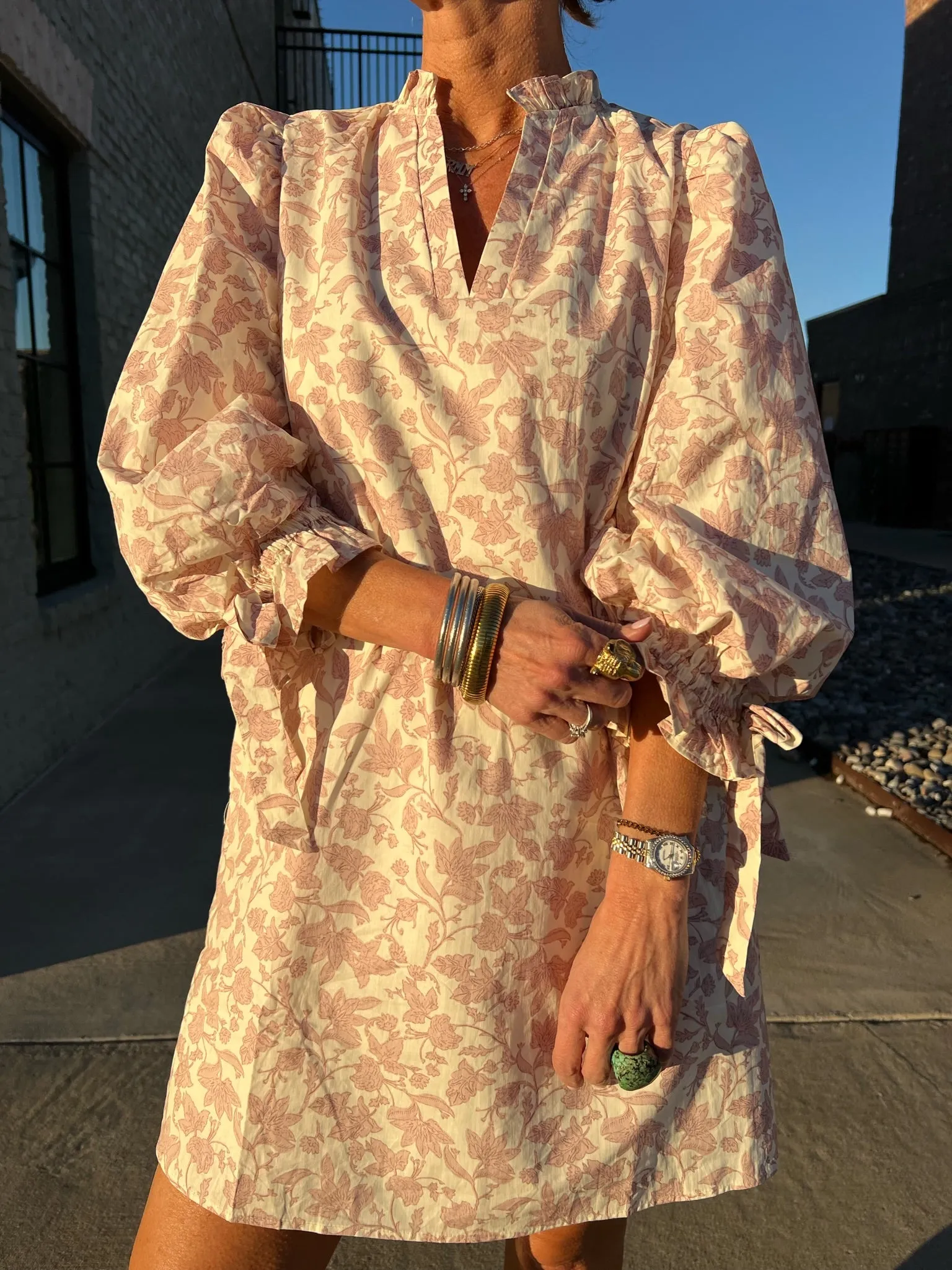 Kaia Floral Print Mini Dress Pink