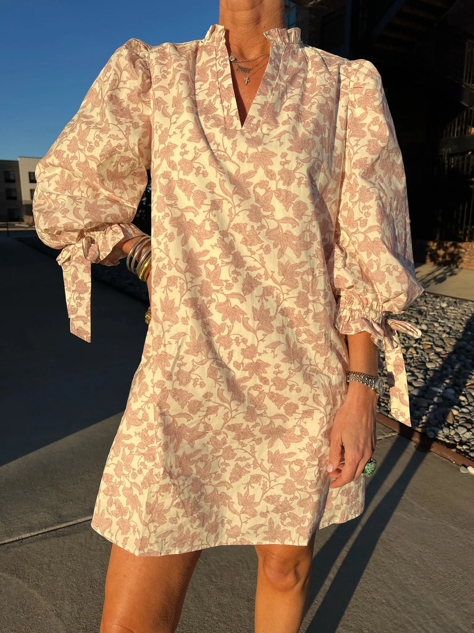 Kaia Floral Print Mini Dress Pink