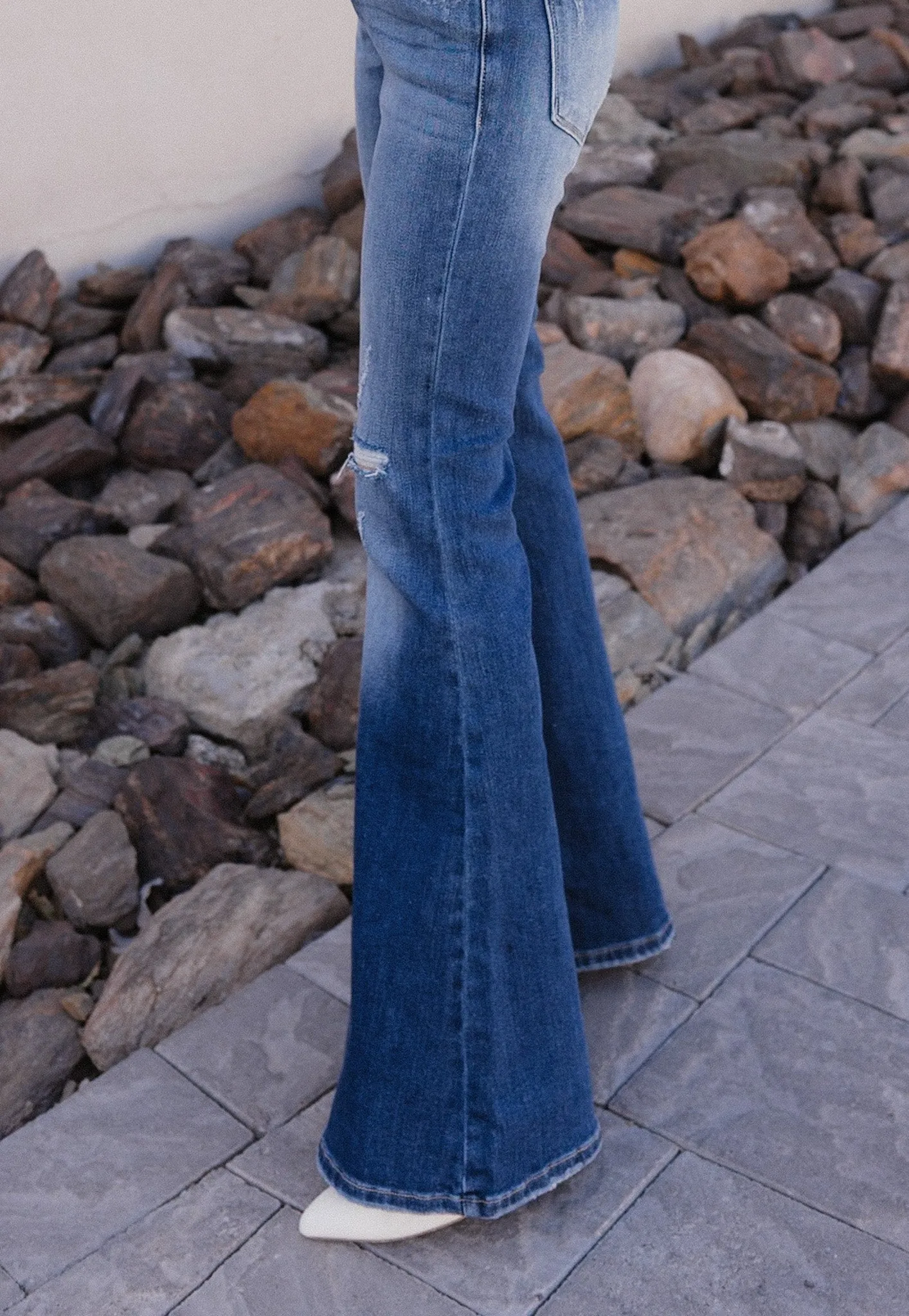 Kancan Confidence Boosting Distressed Flare Jean