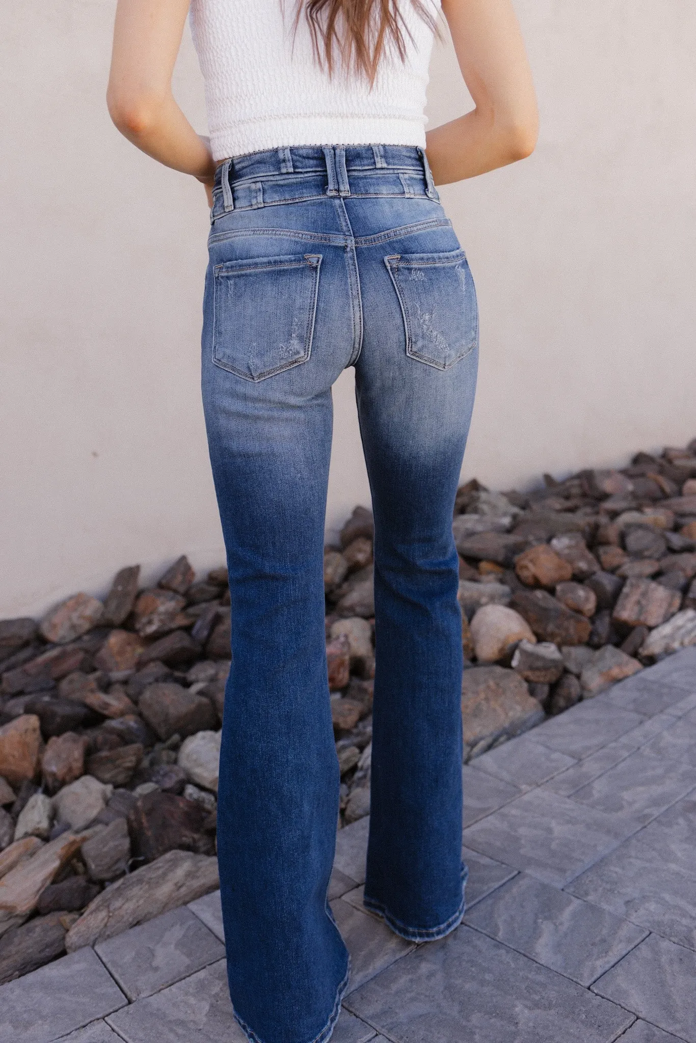 Kancan Confidence Boosting Distressed Flare Jean