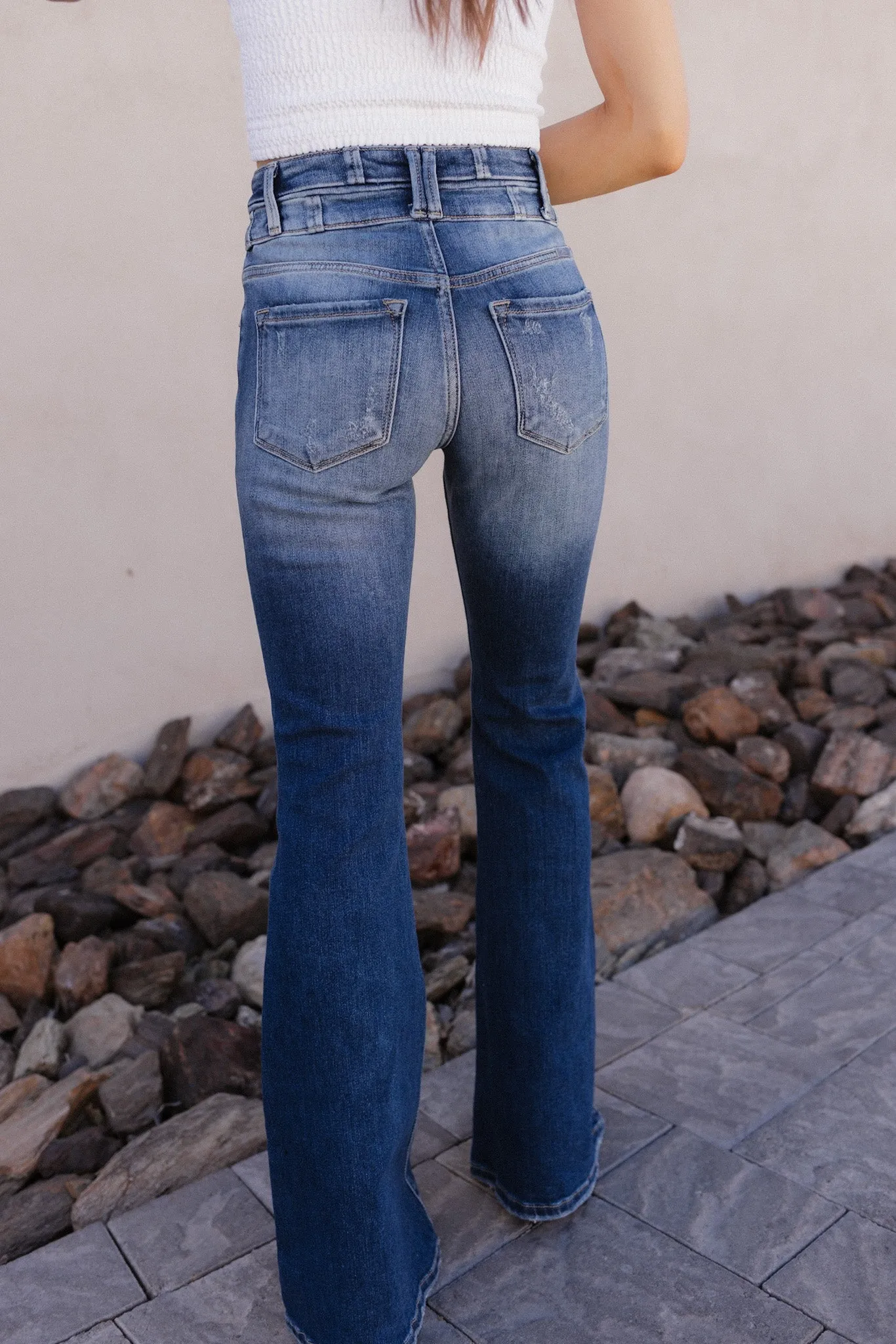 Kancan Confidence Boosting Distressed Flare Jean