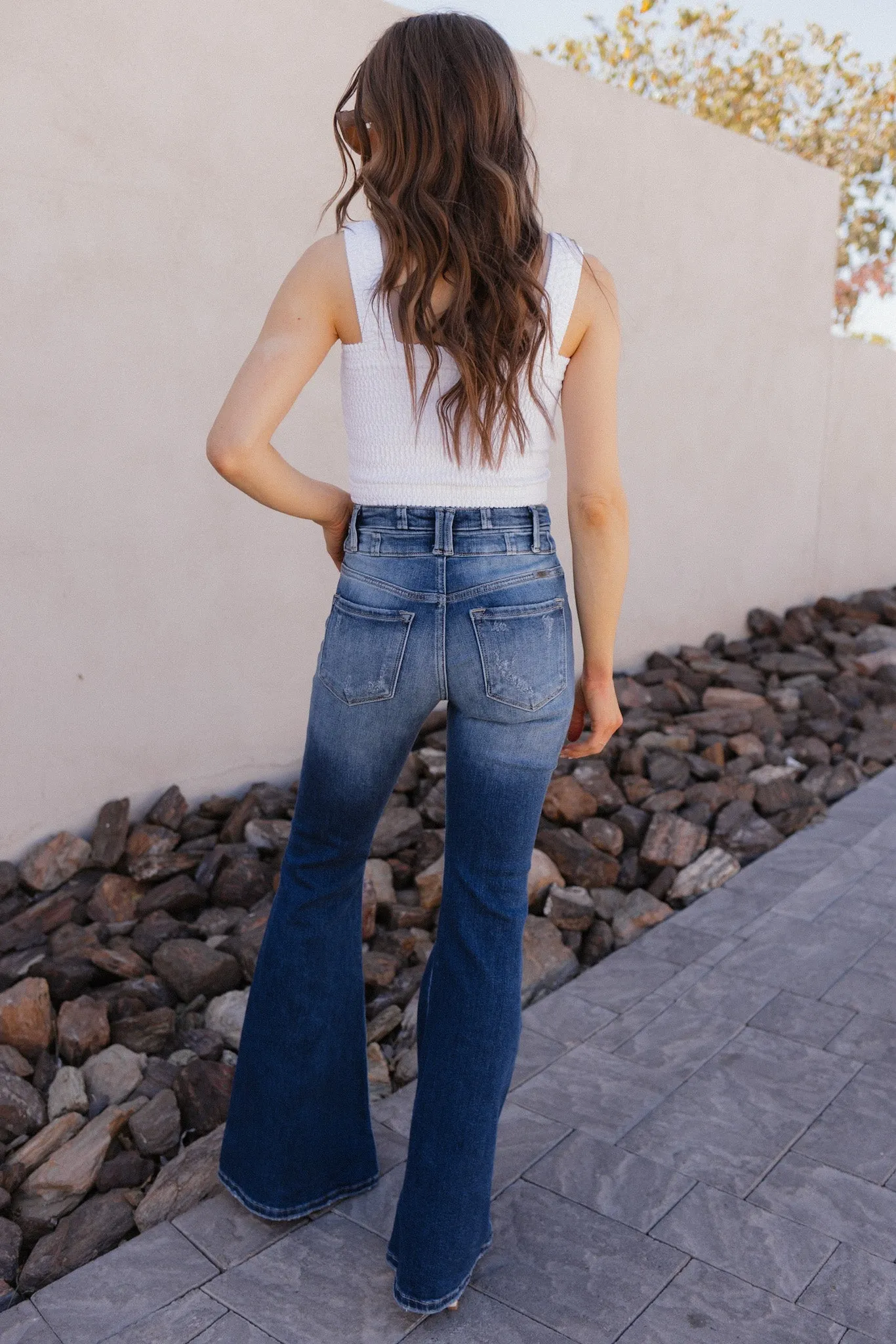 Kancan Confidence Boosting Distressed Flare Jean