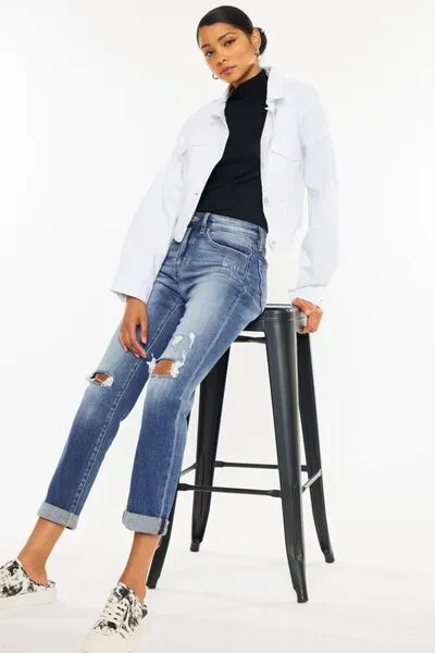 Kancan Let's Roll High Rise Cropped Straight Jeans