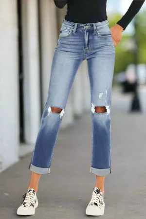 Kancan Let's Roll High Rise Cropped Straight Jeans