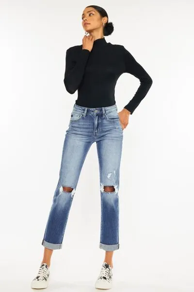 Kancan Let's Roll High Rise Cropped Straight Jeans