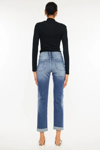 Kancan Let's Roll High Rise Cropped Straight Jeans