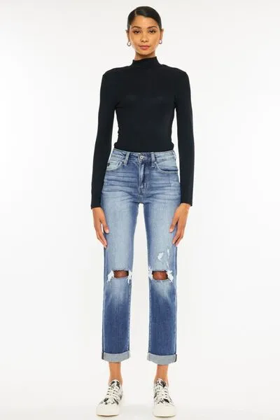 Kancan Let's Roll High Rise Cropped Straight Jeans