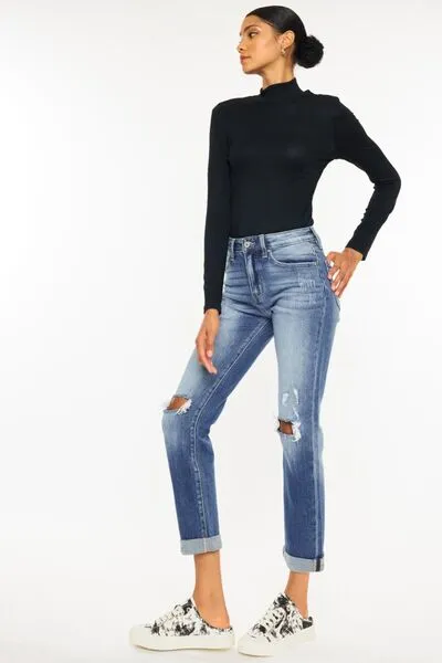Kancan Let's Roll High Rise Cropped Straight Jeans