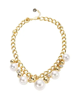 Karen Sampson Chunky Gold Pearl Statement Necklace