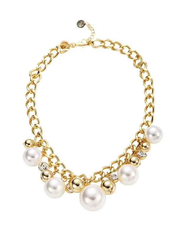 Karen Sampson Chunky Gold Pearl Statement Necklace