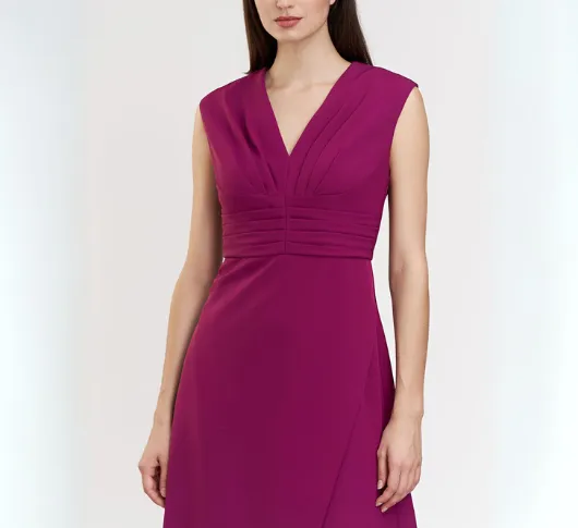 Kay Unger - Melora Sleeveless V-neck Faux Wrap Dress in Boysenberry