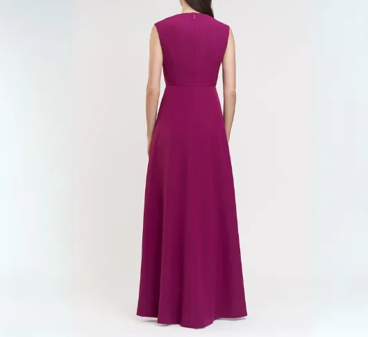 Kay Unger - Melora Sleeveless V-neck Faux Wrap Dress in Boysenberry