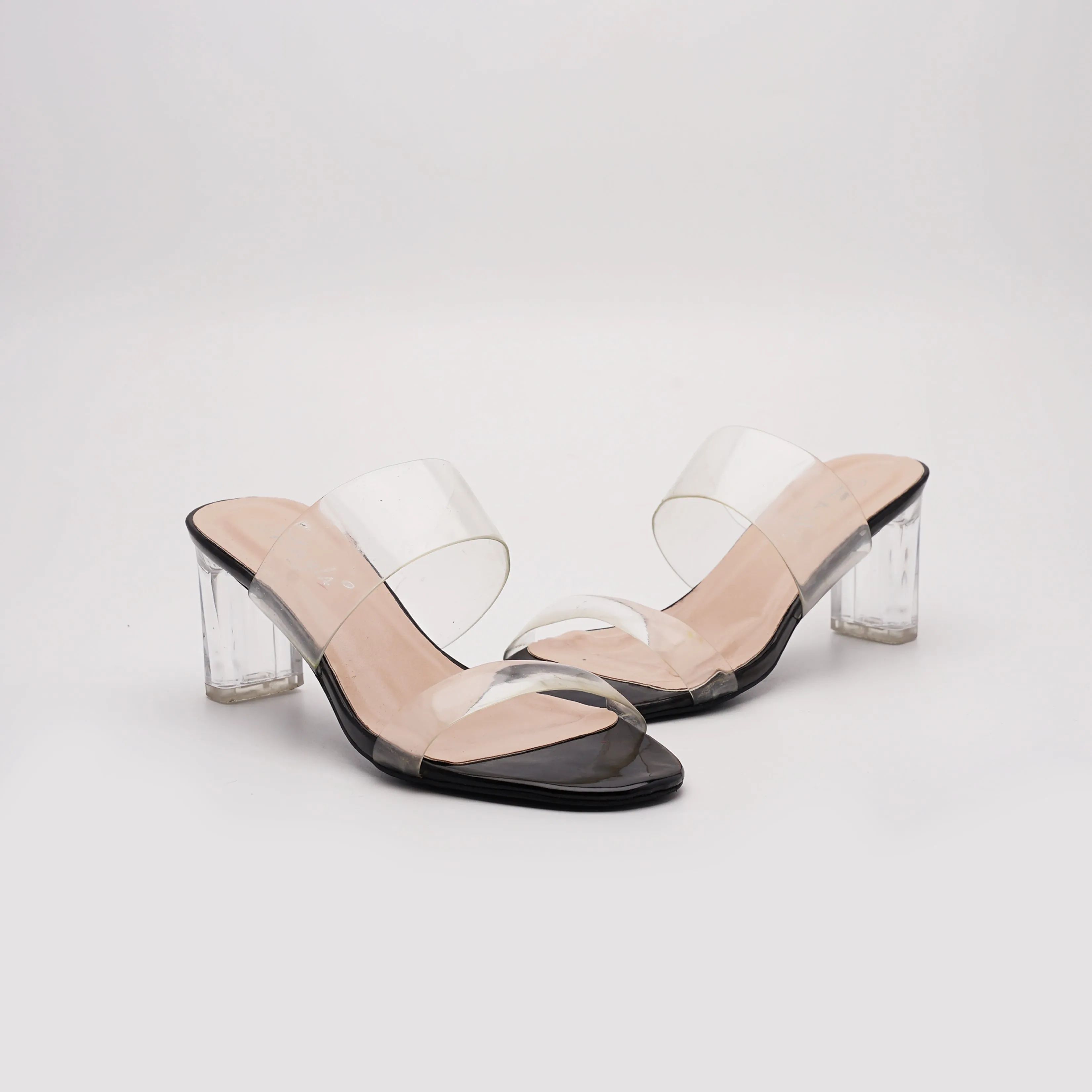 kayla Transparent Block Ankle Heel