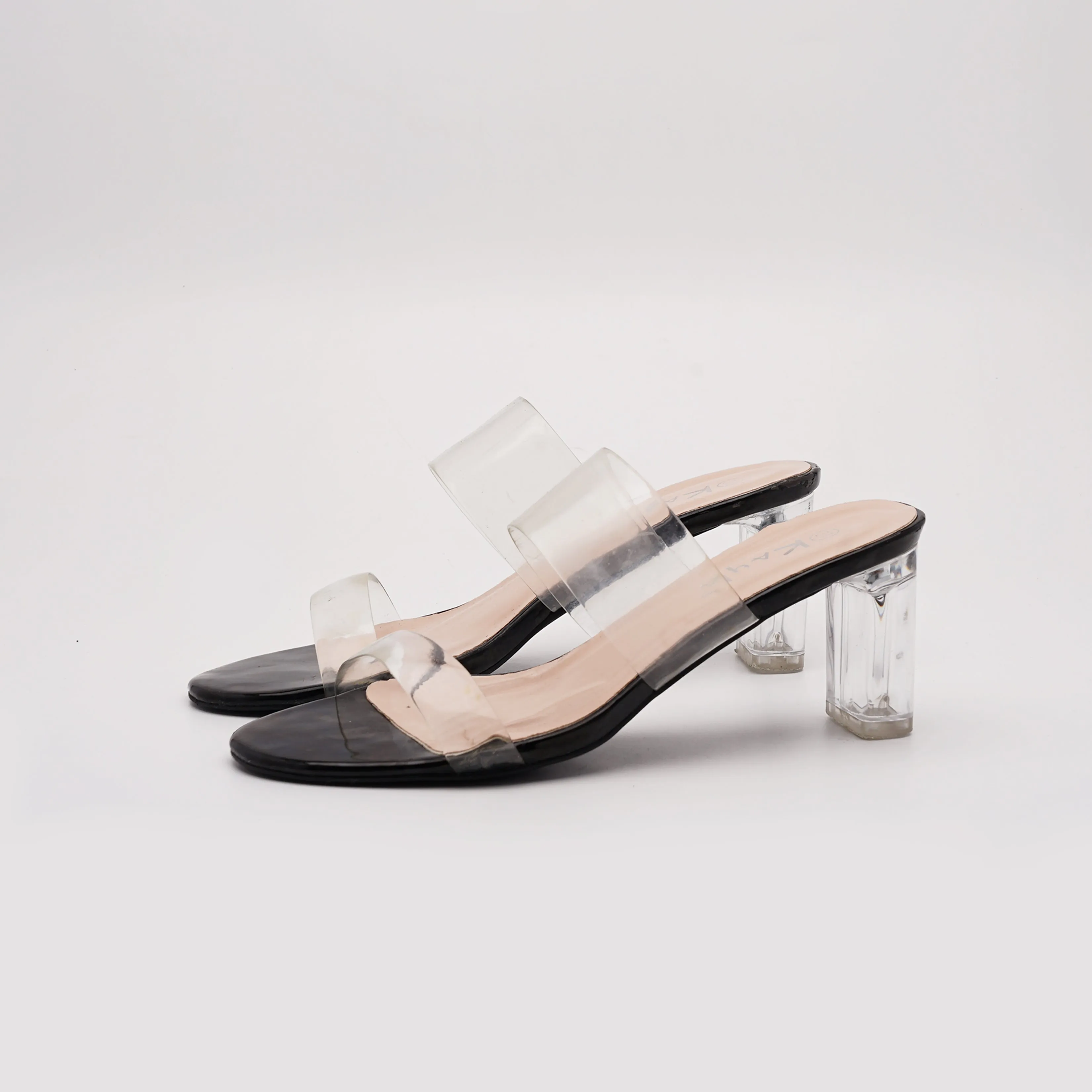 kayla Transparent Block Ankle Heel