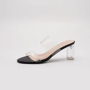 kayla Transparent Block Ankle Heel