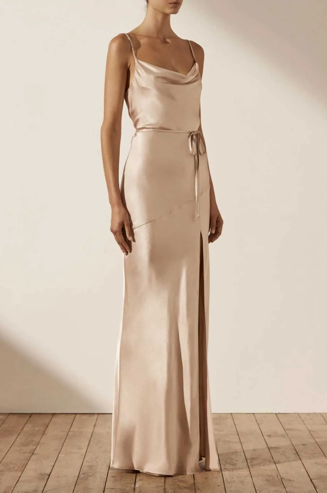 La Lune Bias Cowl Maxi Dress - Desert Rose