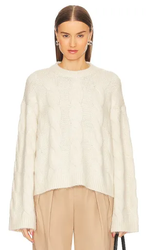 L'Academie Adria Cable Sweater in Ivory