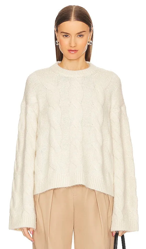 L'Academie Adria Cable Sweater in Ivory