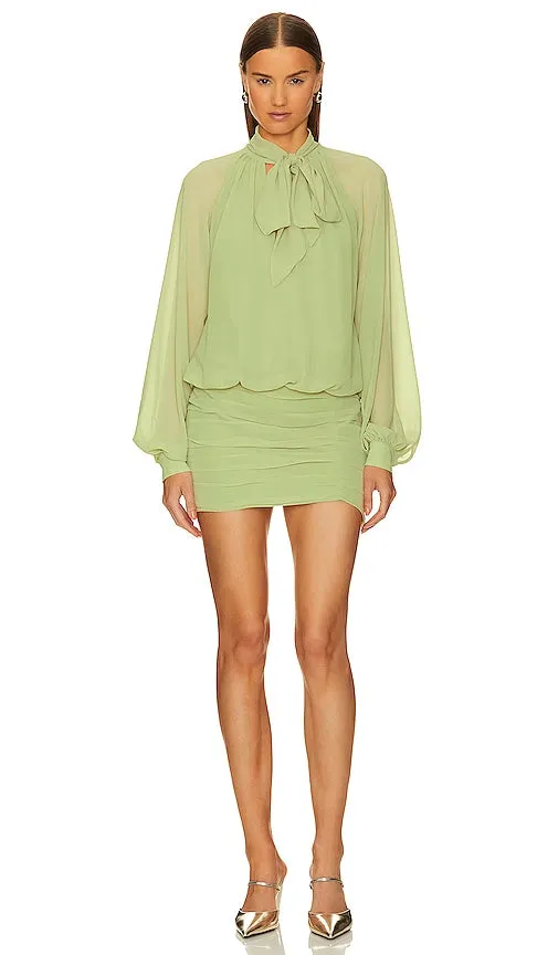 L'Academie Maelle Mini Dress in Sage