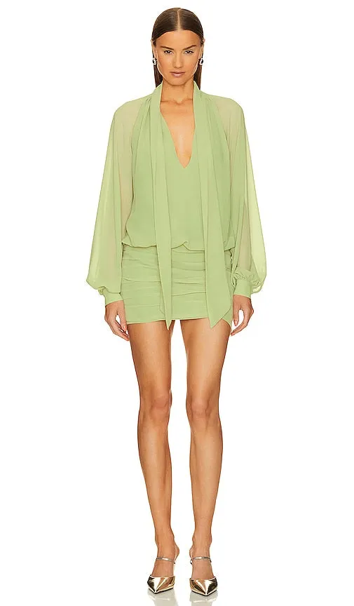 L'Academie Maelle Mini Dress in Sage