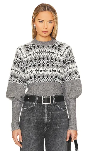 L'Academie Niara Fairisle Sweater in Grey