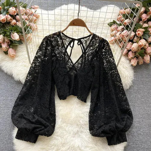 Lady Glams Sexy Lace Blouse - A Captivating Blend of Elegance and Allure