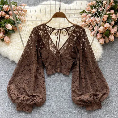Lady Glams Sexy Lace Blouse - A Captivating Blend of Elegance and Allure