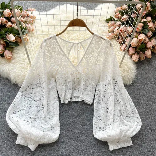 Lady Glams Sexy Lace Blouse - A Captivating Blend of Elegance and Allure