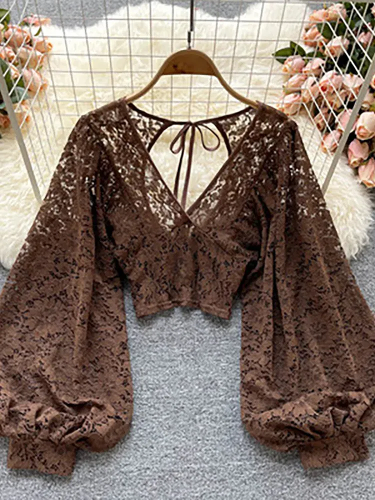 Lady Glams Sexy Lace Blouse - A Captivating Blend of Elegance and Allure