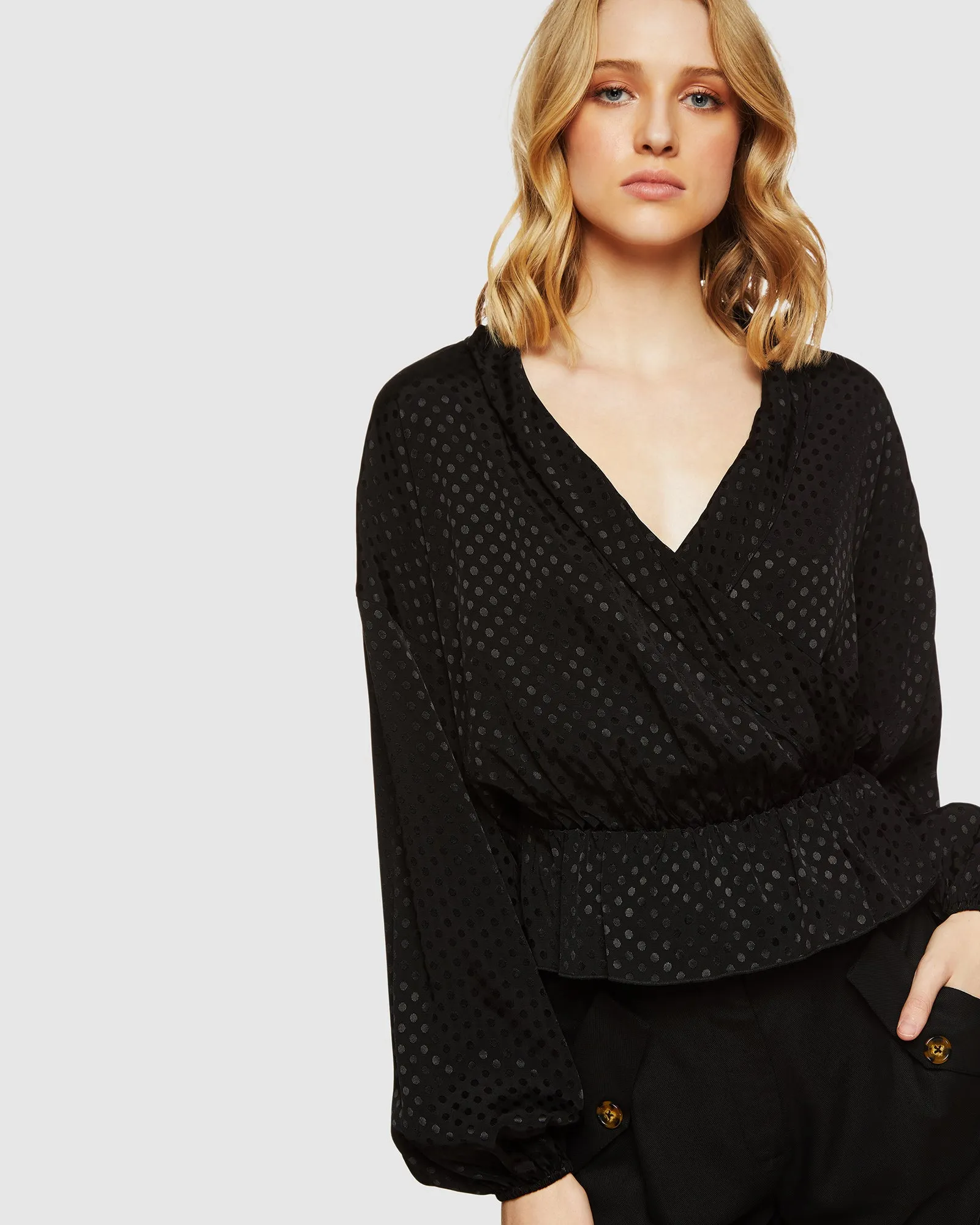 Lana Spot Wrap Front Top