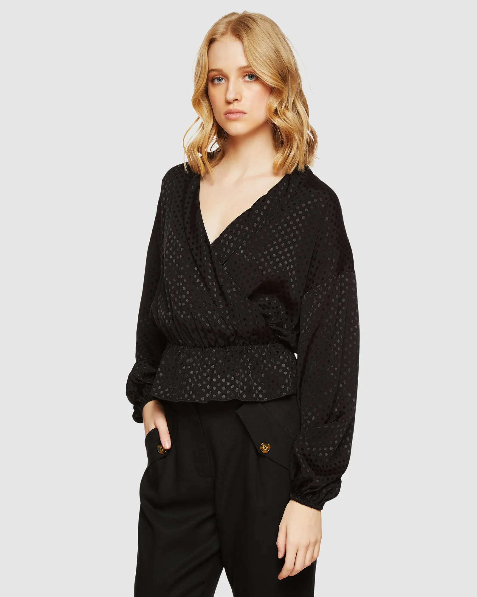 Lana Spot Wrap Front Top
