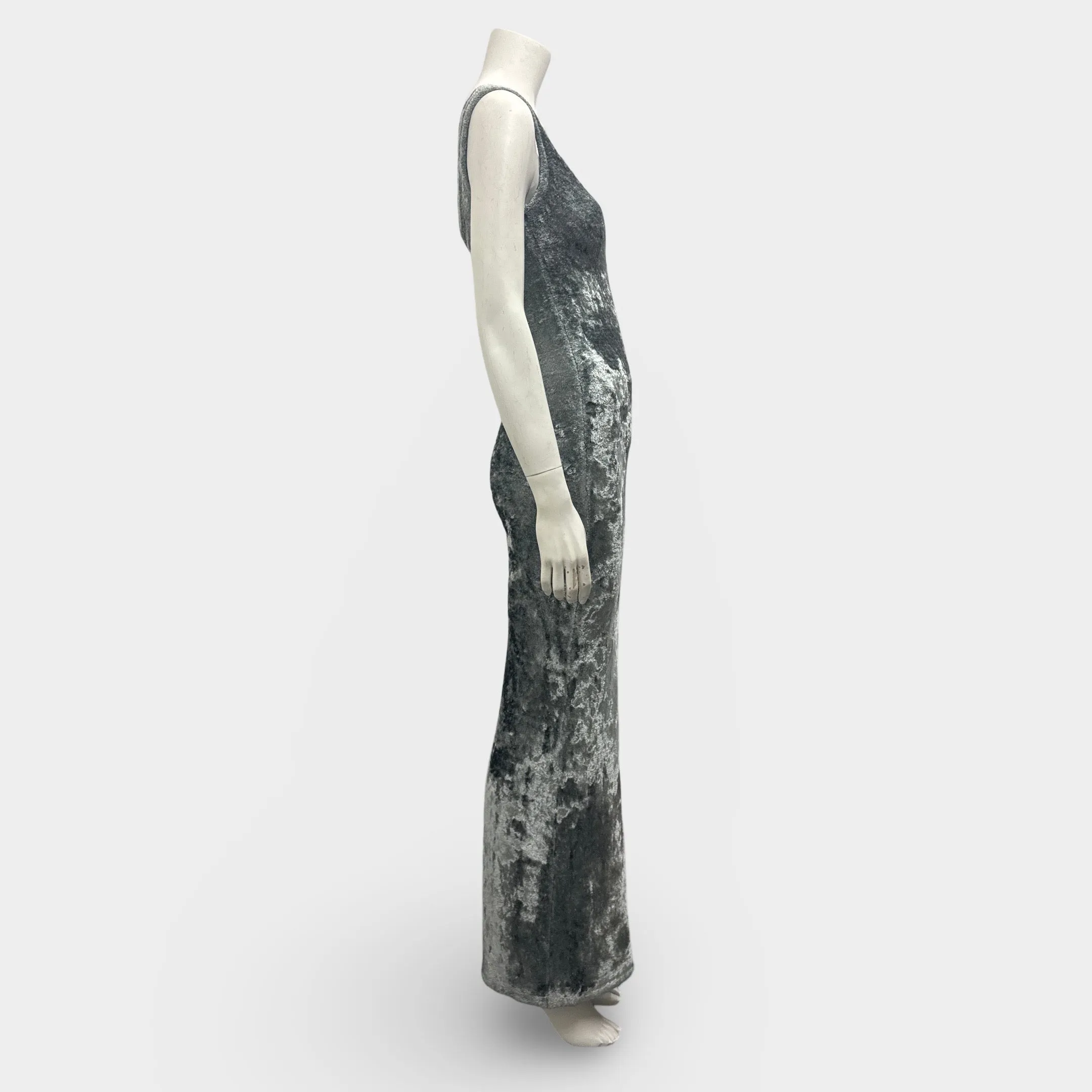 Lapointe Velvet Scoop Neck Silver Mint Maxi Dress