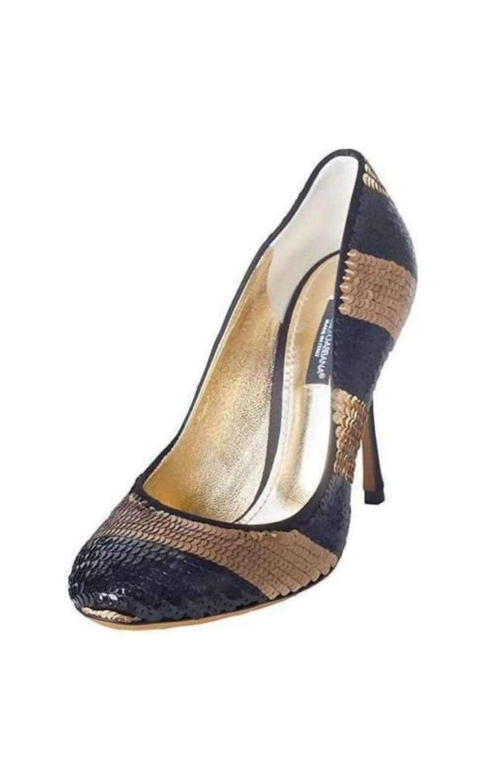 Leather Sequin Striped Pumps