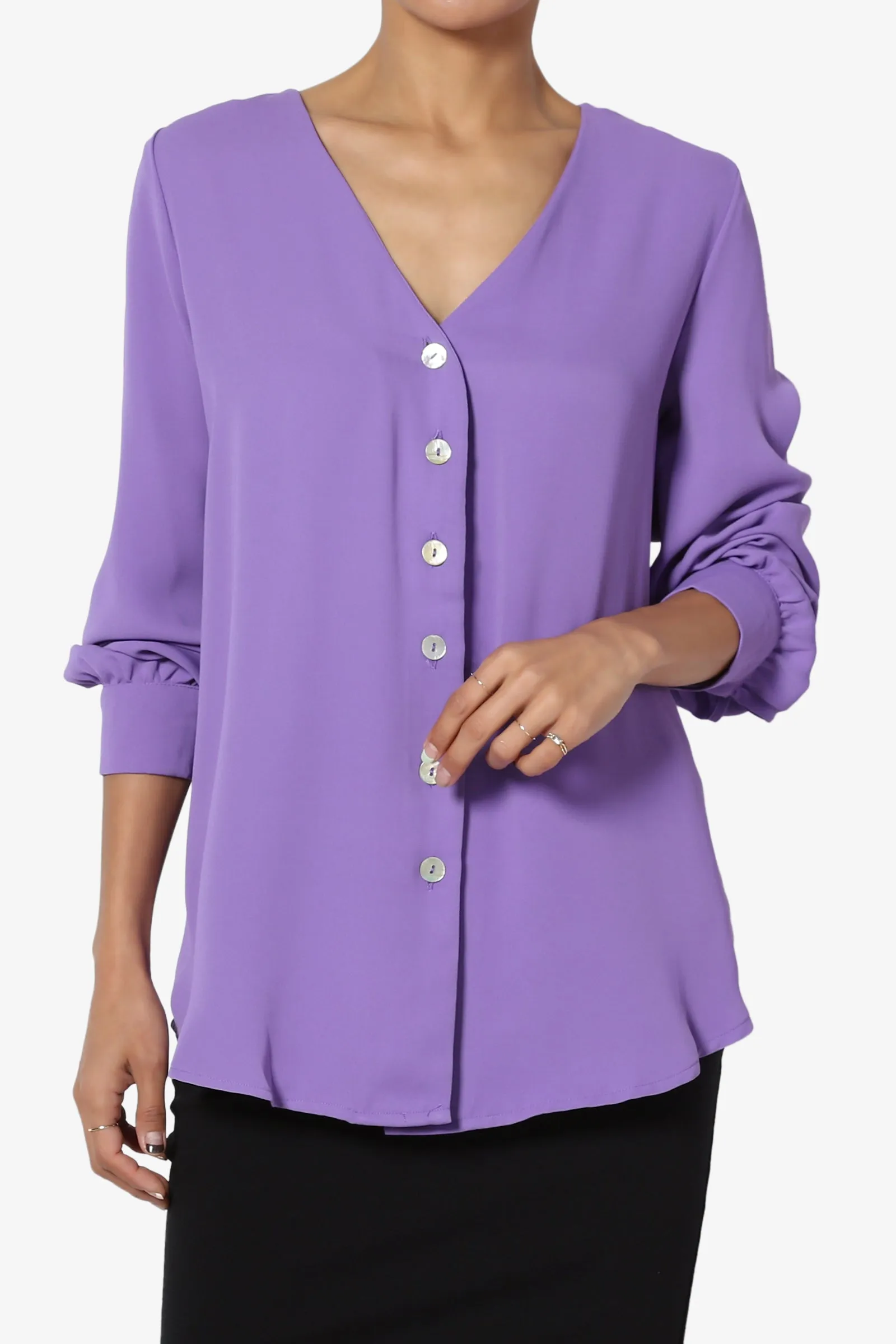 Leena V-Neck Button Front Blouse