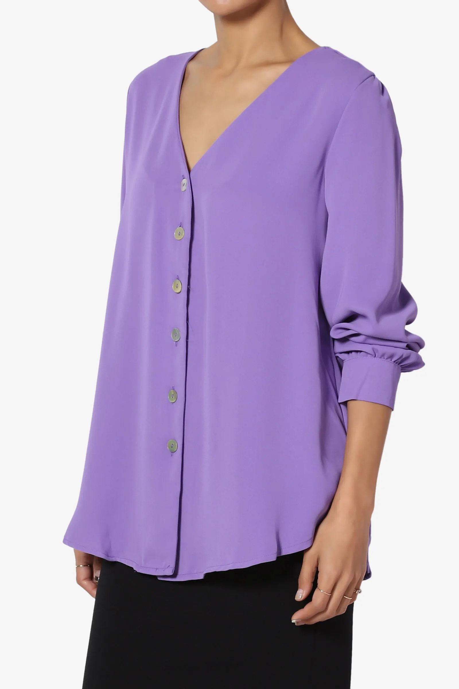 Leena V-Neck Button Front Blouse