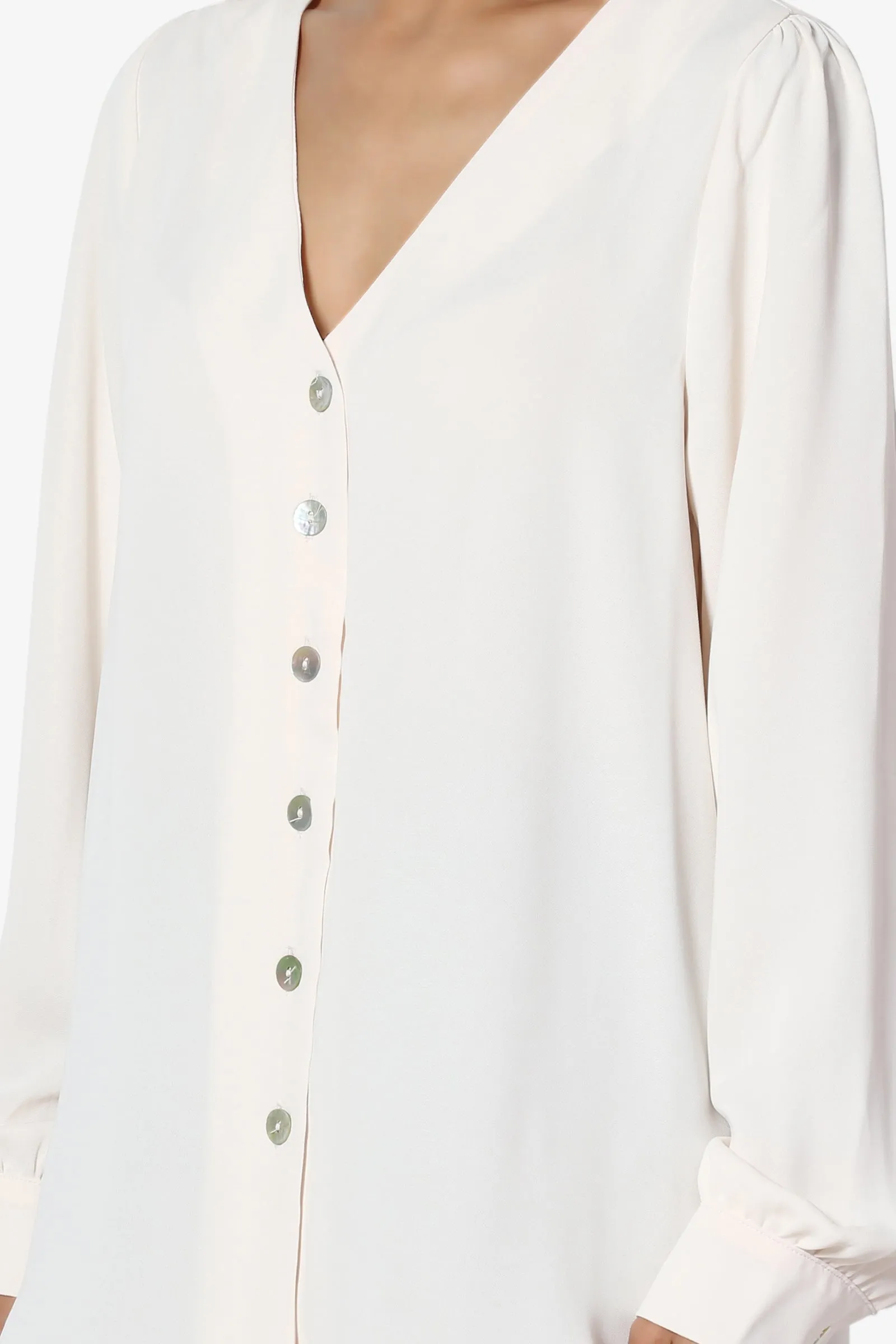 Leena V-Neck Button Front Blouse