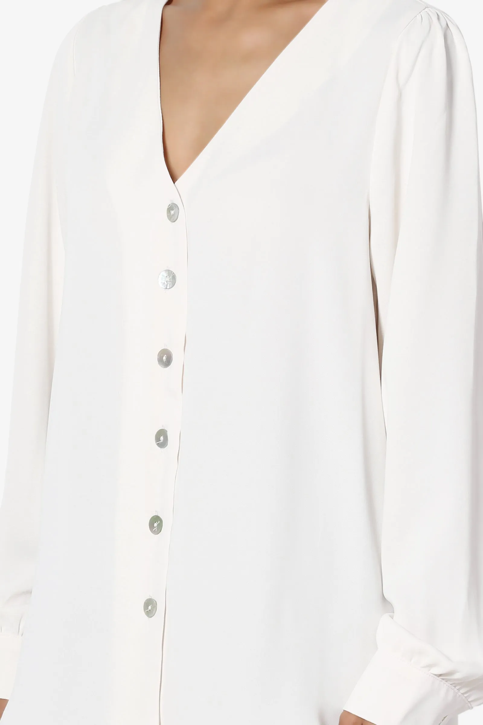 Leena V-Neck Button Front Blouse