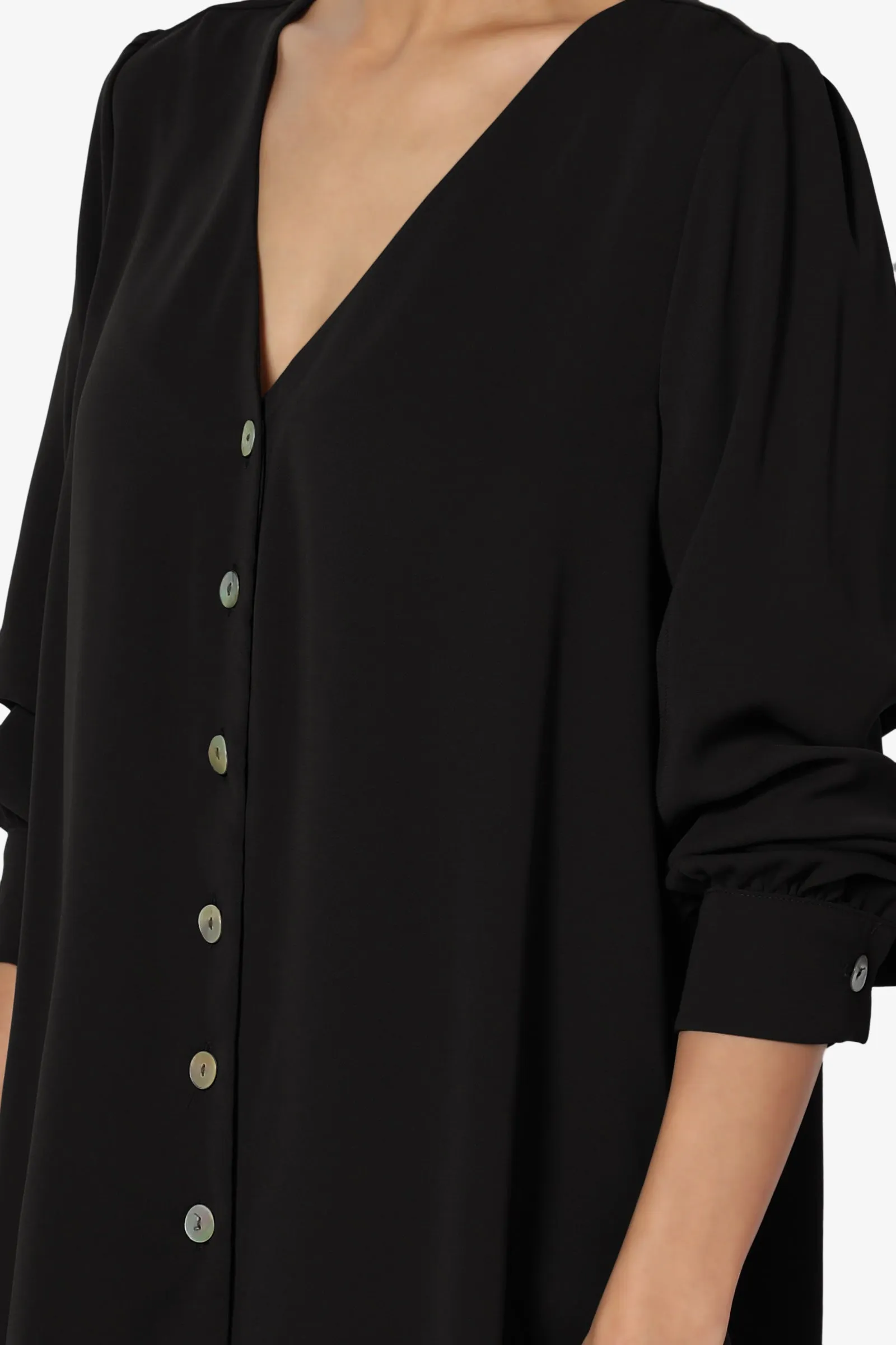 Leena V-Neck Button Front Blouse