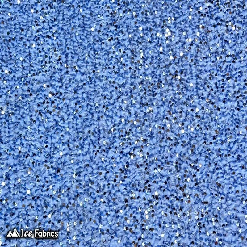 Light Blue Emma Stretch Velvet Fabric with Embroidery Sequin