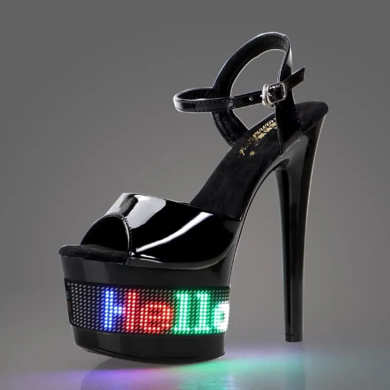 Light-Up LED High-Heeled Platform Open Toe Sandals