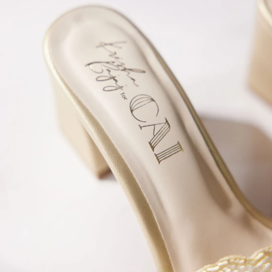 Liza Gold Beaded Heels