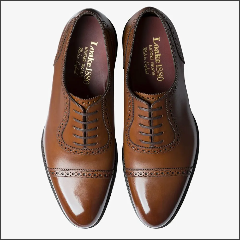 Loake Trinity Deep Mahogany Calf Semi Brogue Leather Sole @
