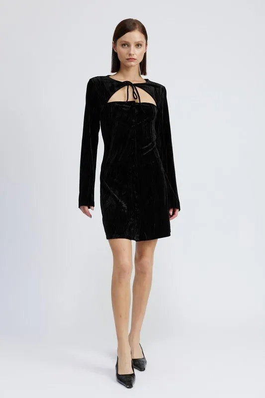 Long Sleeve Velvet Mini Dress