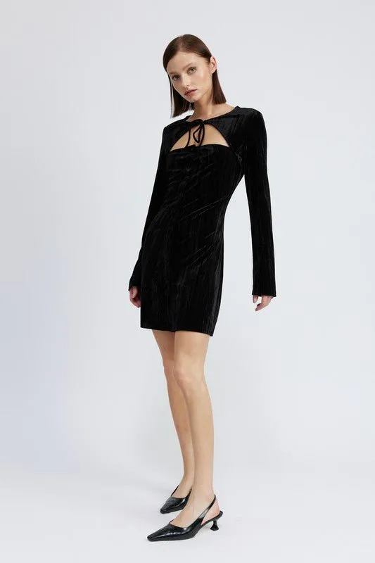 Long Sleeve Velvet Mini Dress