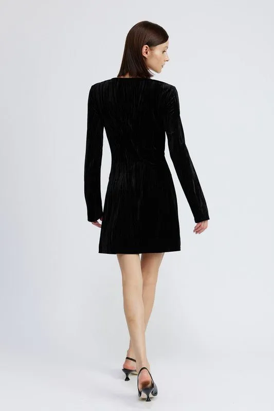 Long Sleeve Velvet Mini Dress